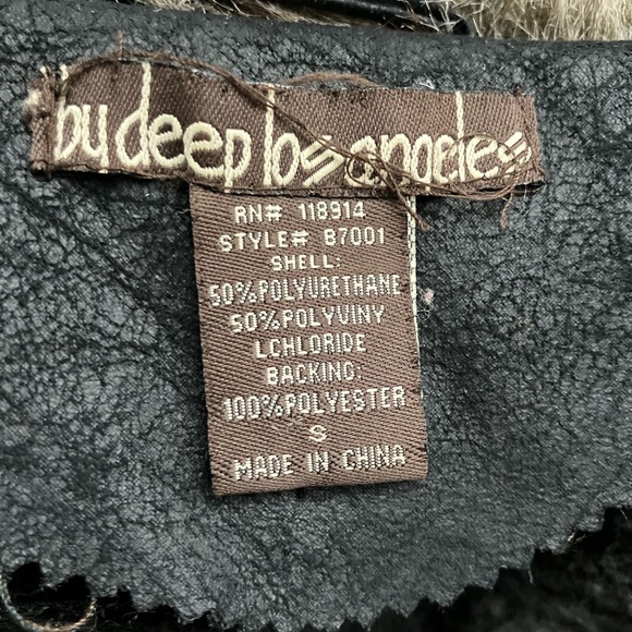 TRENDING By DEEP Los Angeles VEGAN leather & faux FUR Moto biker COAT SMALL EUC! - Picture 4 of 5